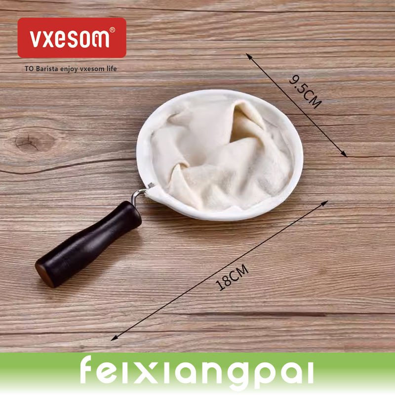 VXESOM Reusable coffee filter bag, stainless steel handle flannel filter,coffee Flannel strainer