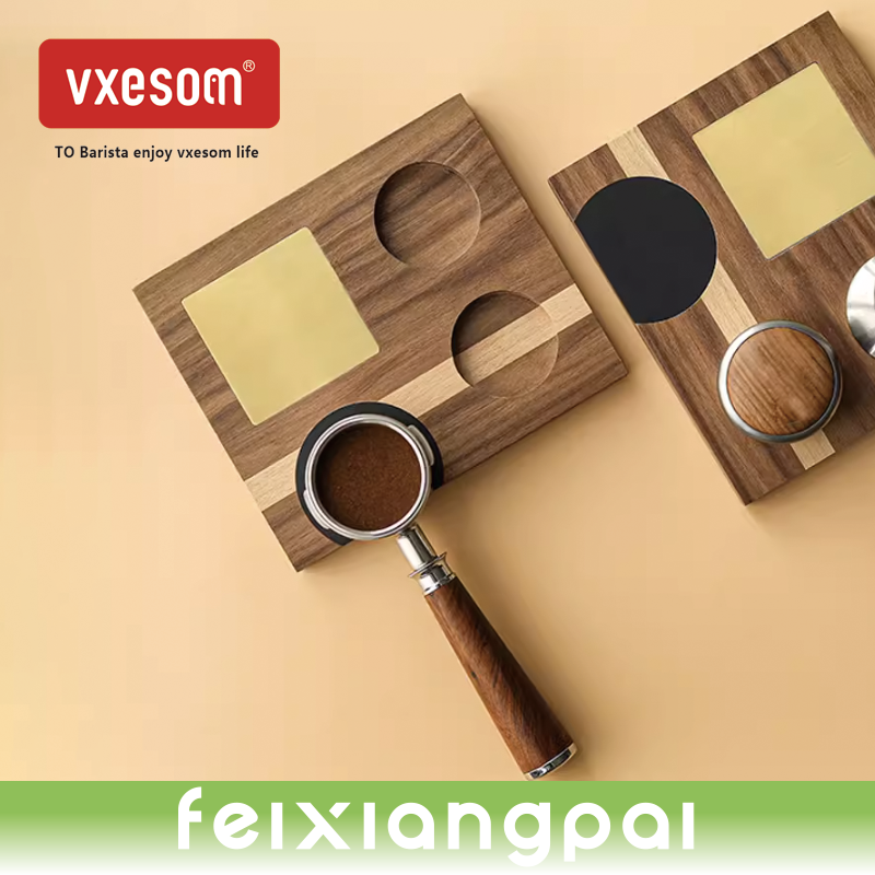 VXESOM Coffee machine handle frame, solid wood powder press, filling and pressing base, 58mm universal powder hammer base