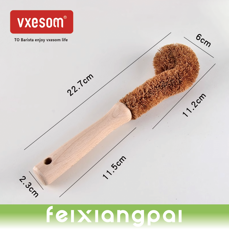 VXESOM Coconut brown washing cup brush, coffee cup brush, glass cup cleaning brush, pot brush, kitchen specific coffee brushing