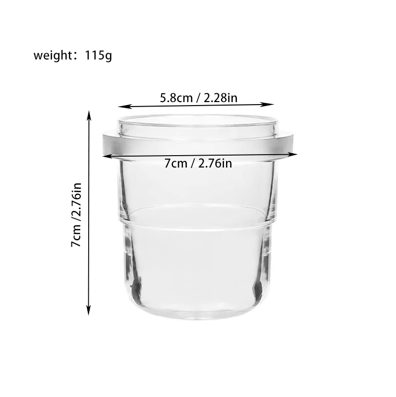 VXESOM Transparent Coffee Dosing Cup, Transparent Espresso Sniffing 58mm Coffee Dosing Cup Clear Coffee Machine Accessories