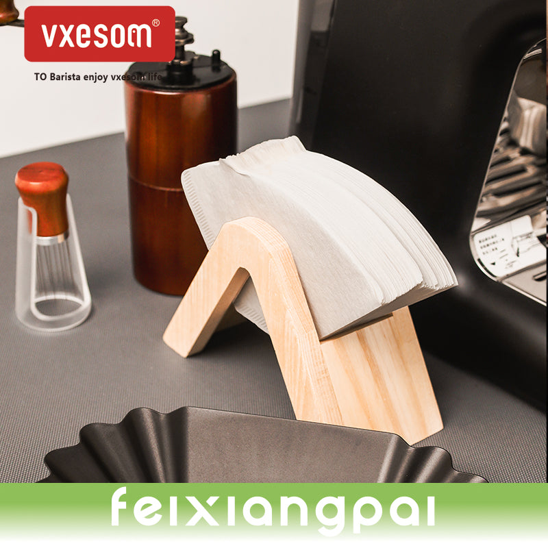 VXESOM Coffee Paper Storage Box Rack Wooden Desktop Stand V60 hand brewed conical coffee filter paper holder