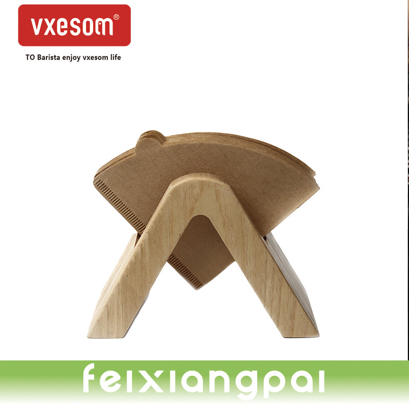 VXESOM Coffee Paper Storage Box Rack Wooden Desktop Stand V60 hand brewed conical coffee filter paper holder