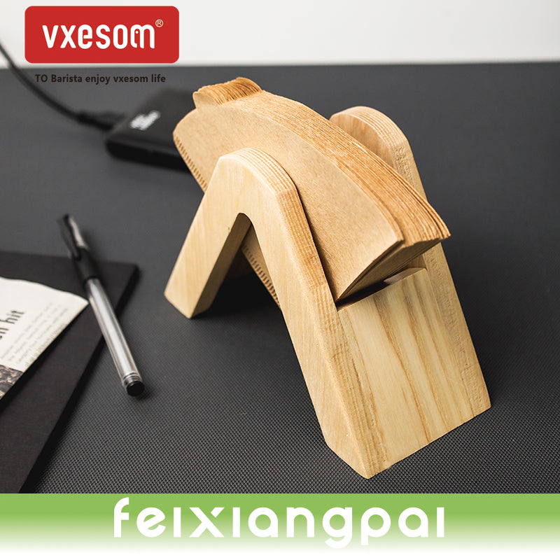 VXESOM Coffee Paper Storage Box Rack Wooden Desktop Stand V60 hand brewed conical coffee filter paper holder