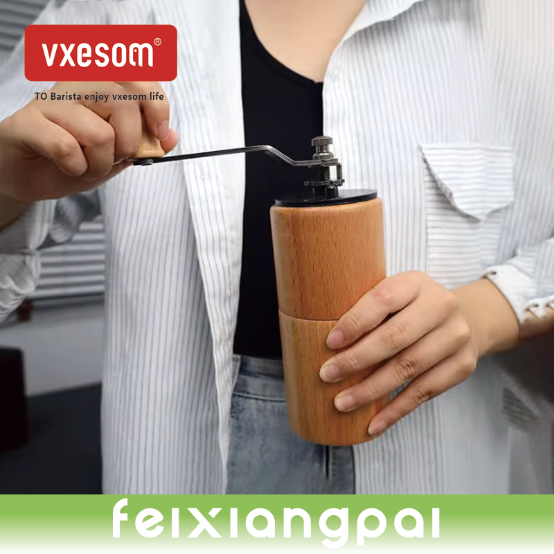 VXESOM Coffee Bean Grinder Portable Wood Grain Crank Hand coffee grinder Coffee Bean Grinder