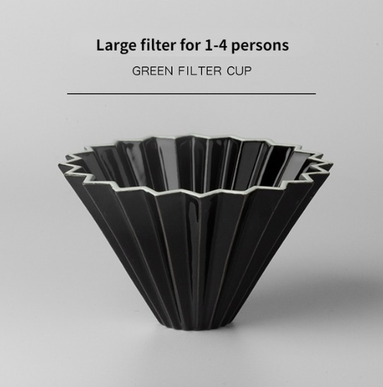 VXESOM Ceramic Coffee Filter Reusable Filters Coffee Maker with Wood Stand V60 Funnel Dripper Cake Filter Cup Coffee Accessories