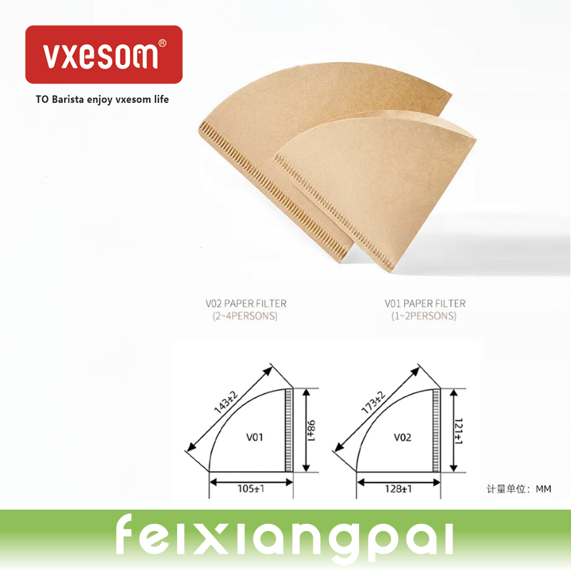 VXESOM 50pcs V60 Coffee Filter Paper Filter Paper Household Hand-made V-shaped Conical Coffee Machine Drip Filter Paper