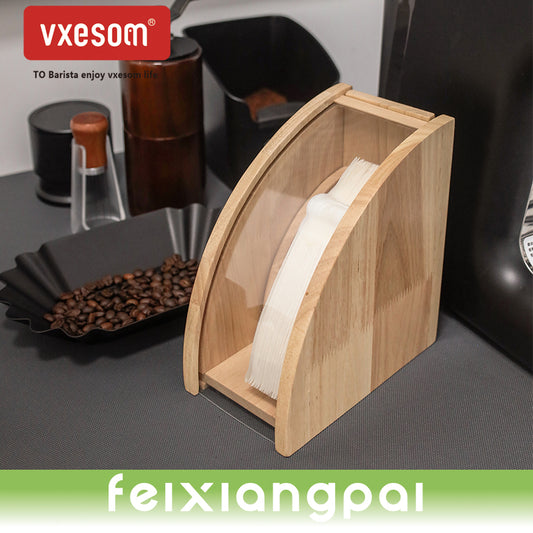 VXESOM Coffee Paper Storage Box Filters Rack Wooden Desktop Stand Cone Holder Dispenser