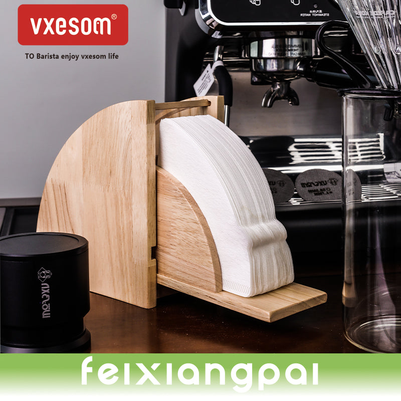 VXESOM Coffee Paper Storage Box Filters Rack Wooden Desktop Stand Cone Holder Dispenser