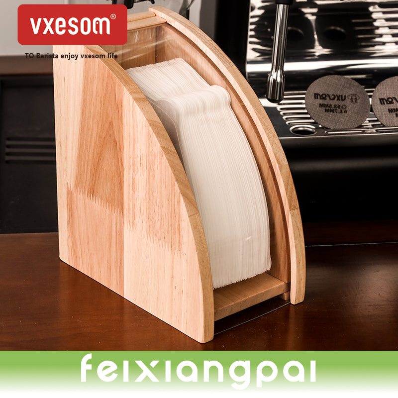 VXESOM Coffee Paper Storage Box Filters Rack Wooden Desktop Stand Cone Holder Dispenser