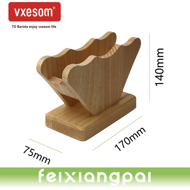 VXESOM Coffee Paper Storage Box Filters Rack Wooden Desktop Stand Cone Holder Dispenser  conical fan-shaped filter paper rack