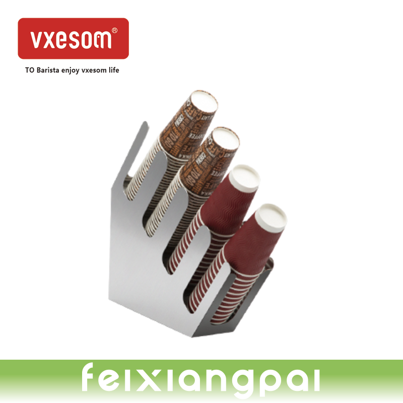 VXESOM Coffee tea shop receptionRefined stainless steel sub-cup paper cup holder hand-made coffee cup dispenser