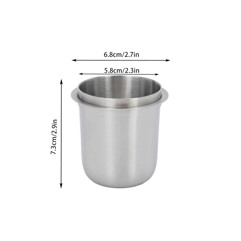 VXESOM Stainless Steel Crema Dosing Cup 150ml 58mm Hands Free Universal Inverted Coffee Powder Cup for Coffee Machine Accessoties