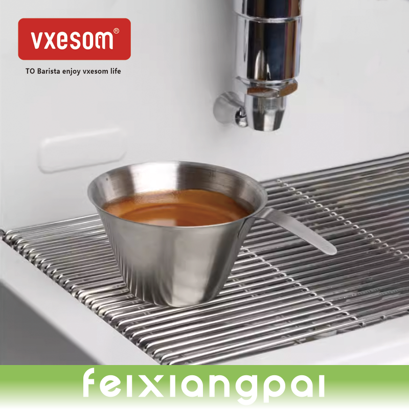 VXESOM Stainless Steel  Espresso Shot Cups with Handle Silver Espresso Measuring Cup Measuring Cup for Liquid Pouring Cup