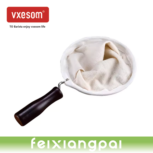 VXESOM Reusable coffee filter bag, stainless steel handle flannel filter,coffee Flannel strainer